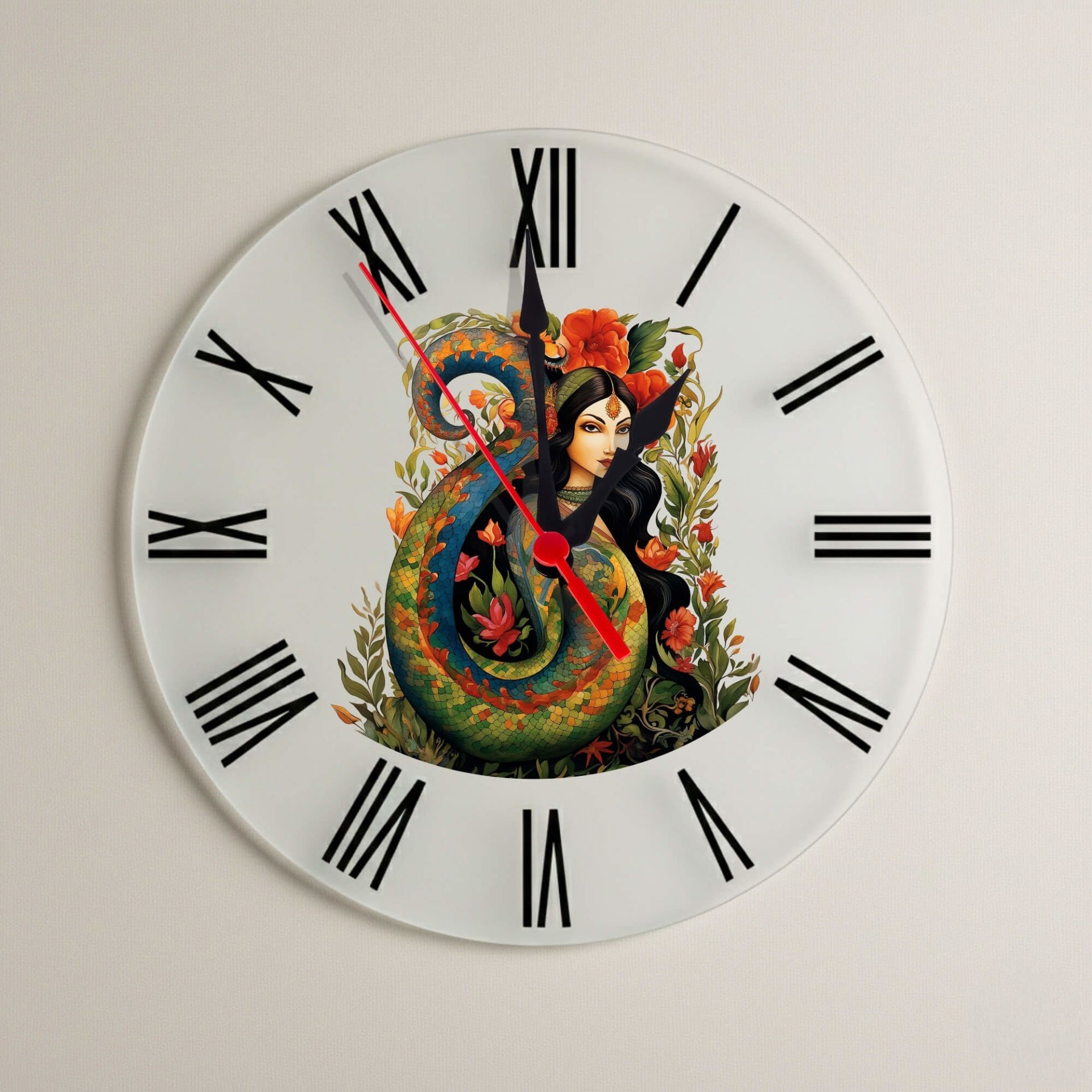 Şahmaran Kadın Tasarımlı Roma Rakamlı Duvar Saati - Şahmeran Saat