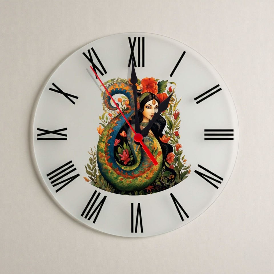 Şahmaran Kadın Tasarımlı Roma Rakamlı Duvar Saati - Şahmeran Saat