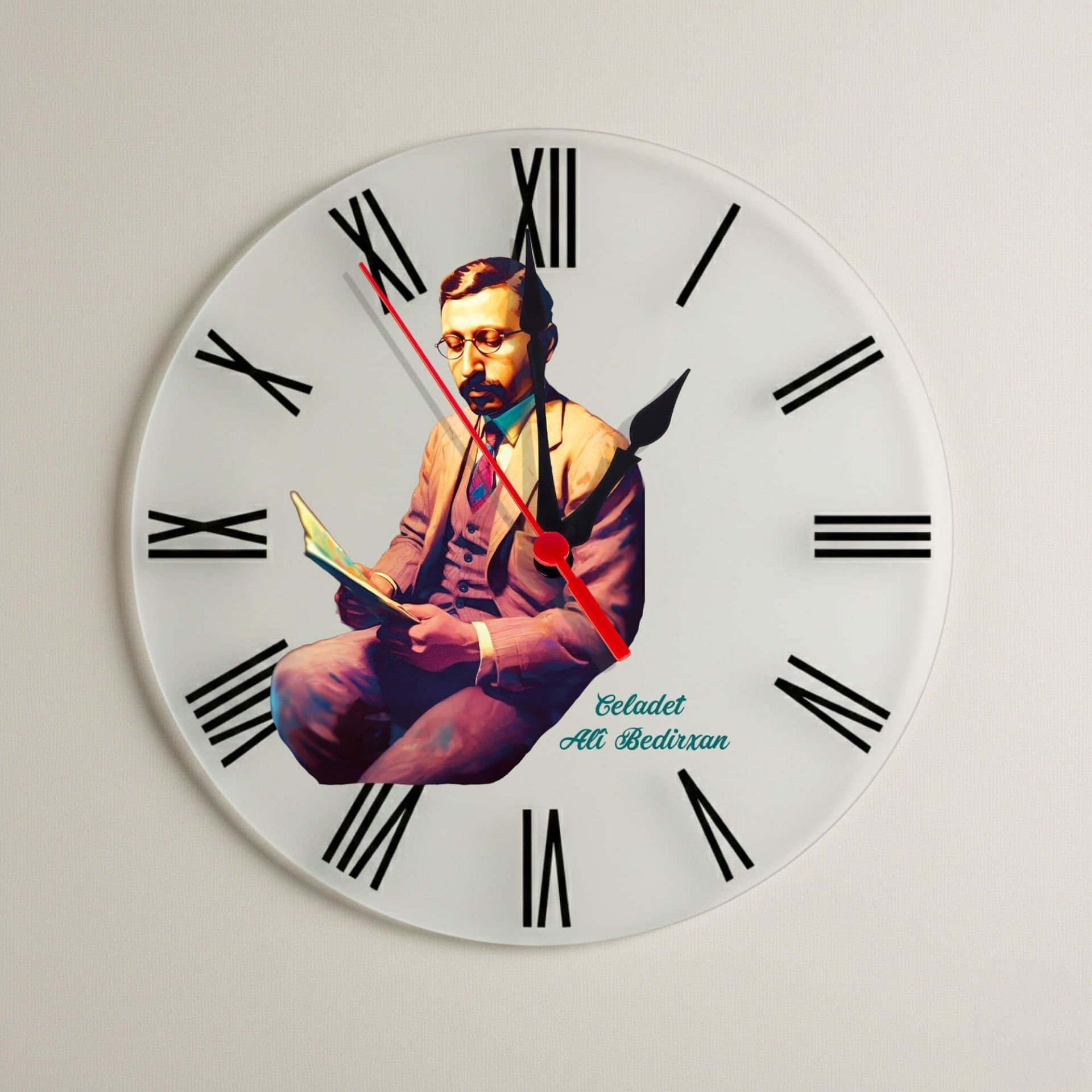 Saeta Mir Celadet Ali Bedirxan - Mir Celadet Ali Bedirhan Resimli Roma Rakamlı Duvar Saati
