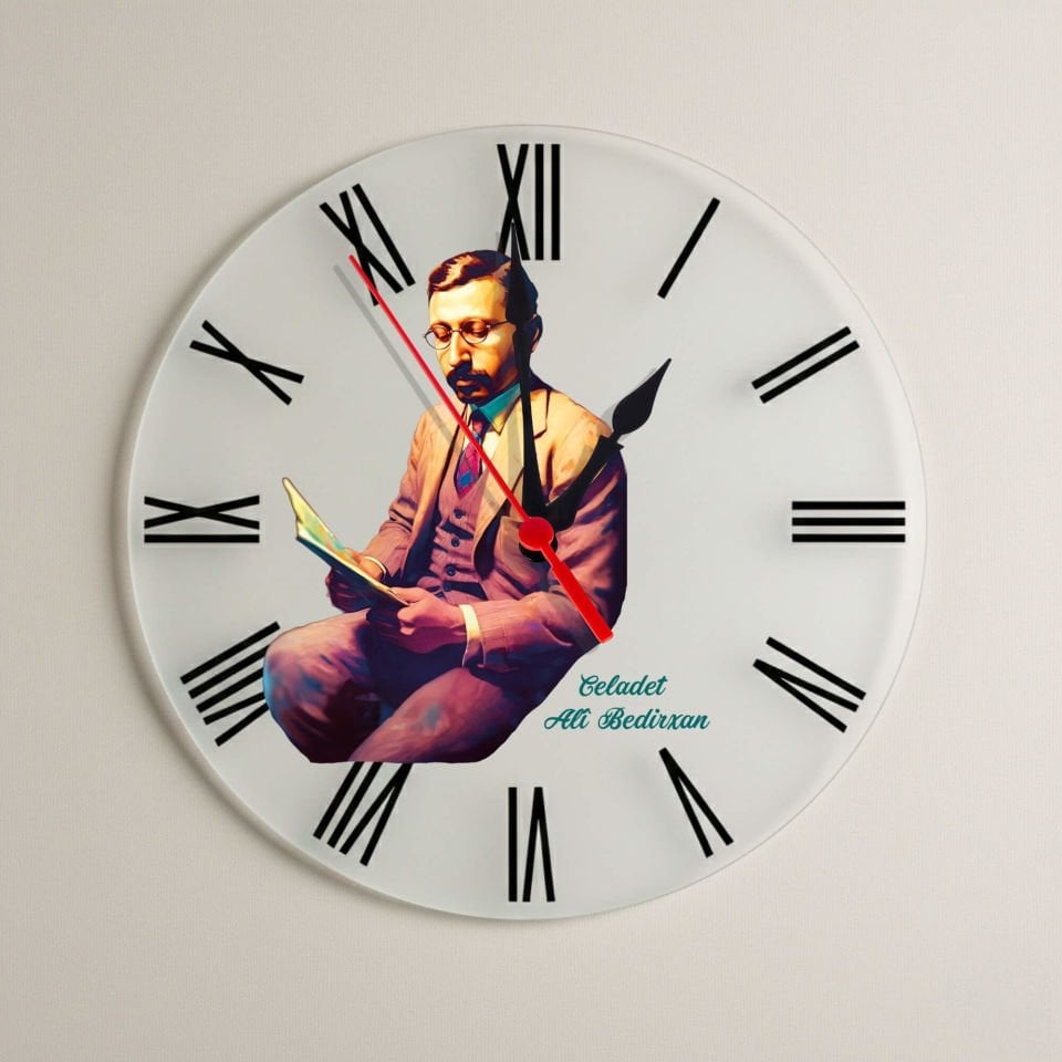 Saeta Mir Celadet Ali Bedirxan - Mir Celadet Ali Bedirhan Resimli Roma Rakamlı Duvar Saati