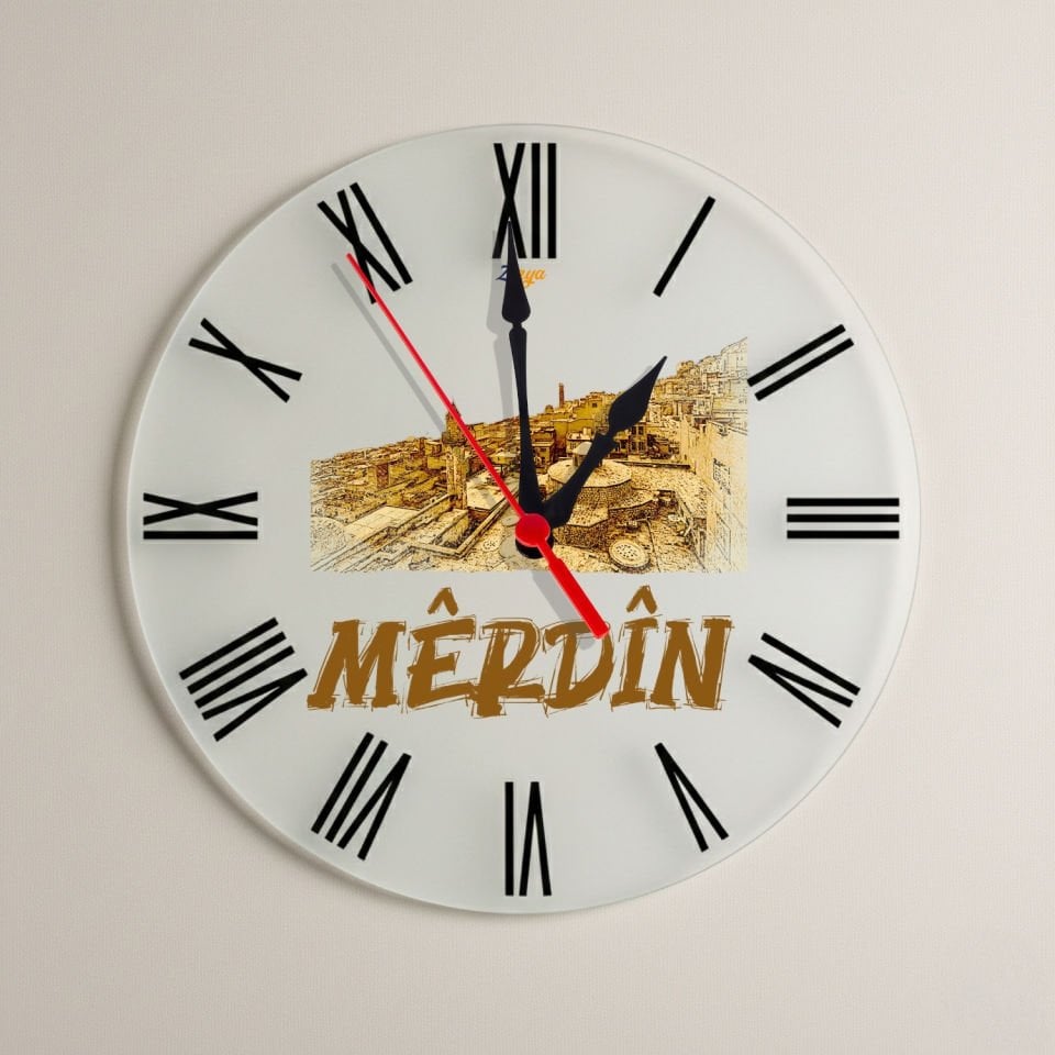 Mêrdîn Şehri Tasarımlı Roma Rakamlı Duvar Saati - Mardin Saat