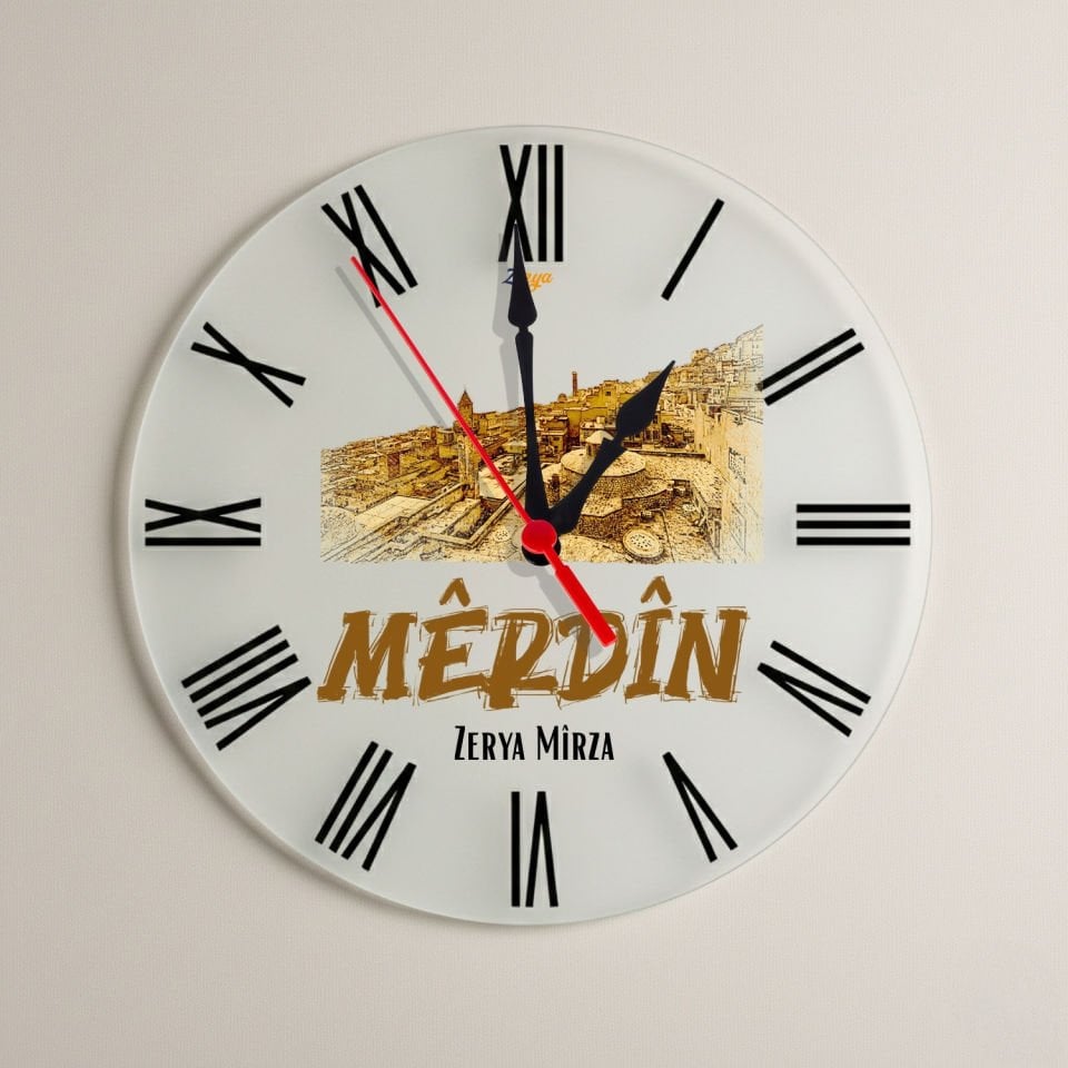 İsme Özel Mêrdîn Şehri Tasarımlı Roma Rakamlı Duvar Saati - Mardin Saat