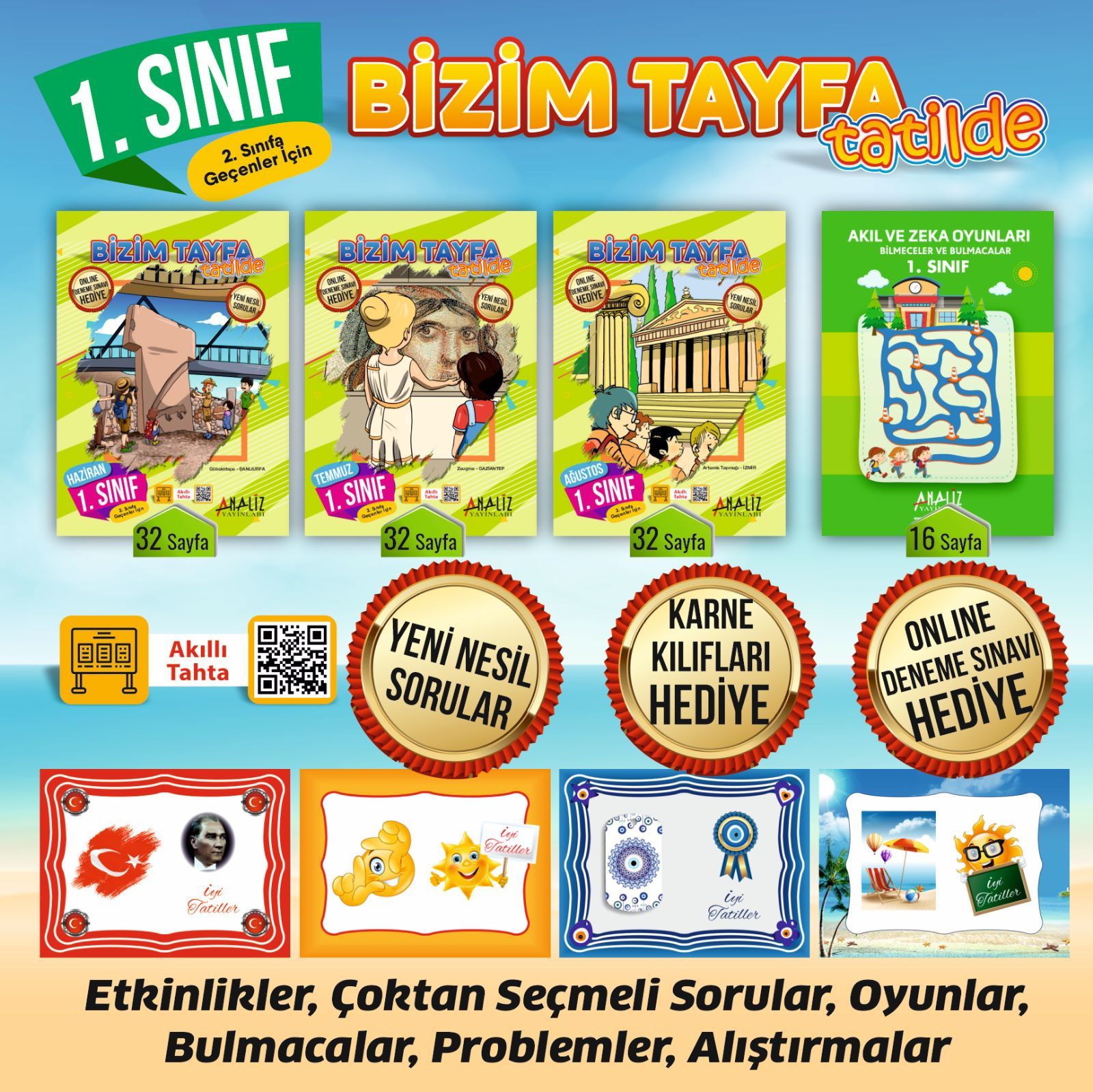 1.SINIF BİZİM TAYFA TATİLDE ETKİNLİK VE TATİL KİTABI+KARNE KILIIFI HEDİYE