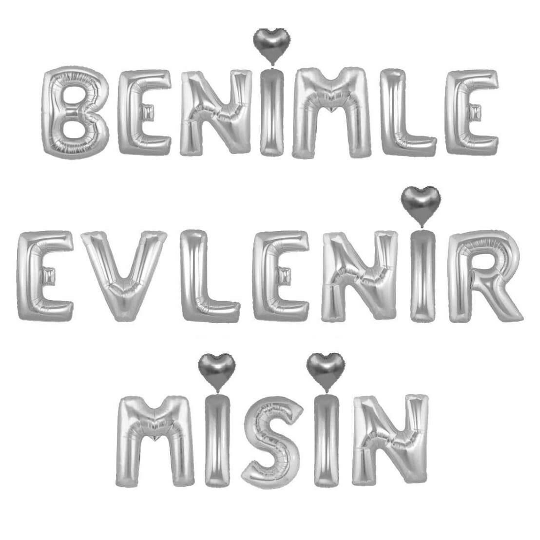 SET BENİMLE EVLENİRMİSİN FOLYO BALON GÜMÜŞ