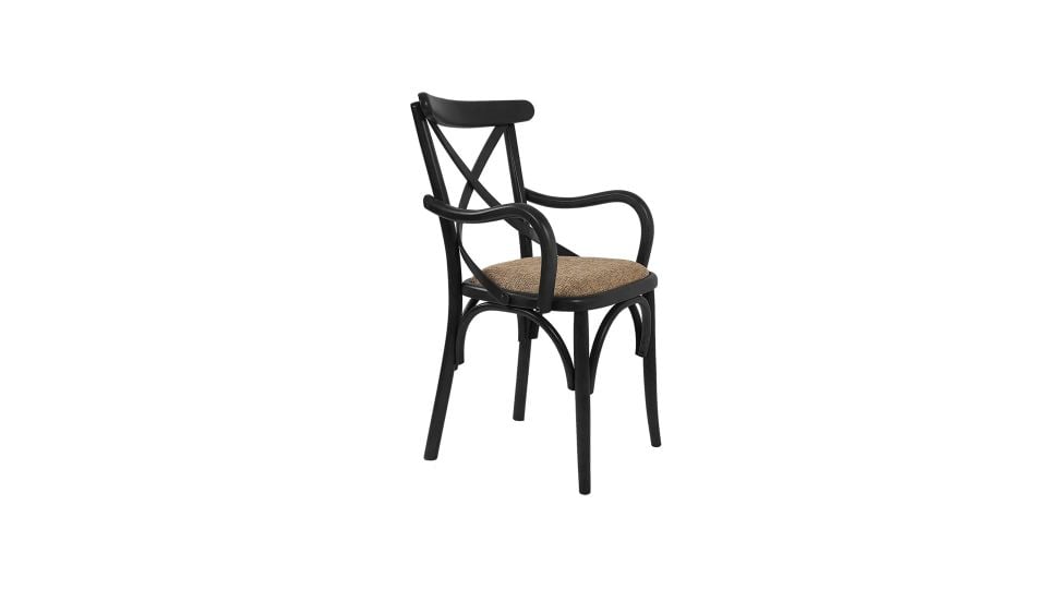 Thonet Kollu Sandalye Siyah Döşemeli