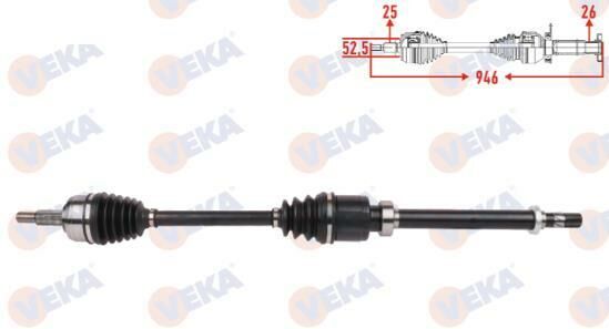 KOMPLE AKS SAG ON UZUNLUK 946mm MEGANE IV 1.3 Tce (EURO 6) 391009996R 391012926R 391013958R 391014832R 8201494916