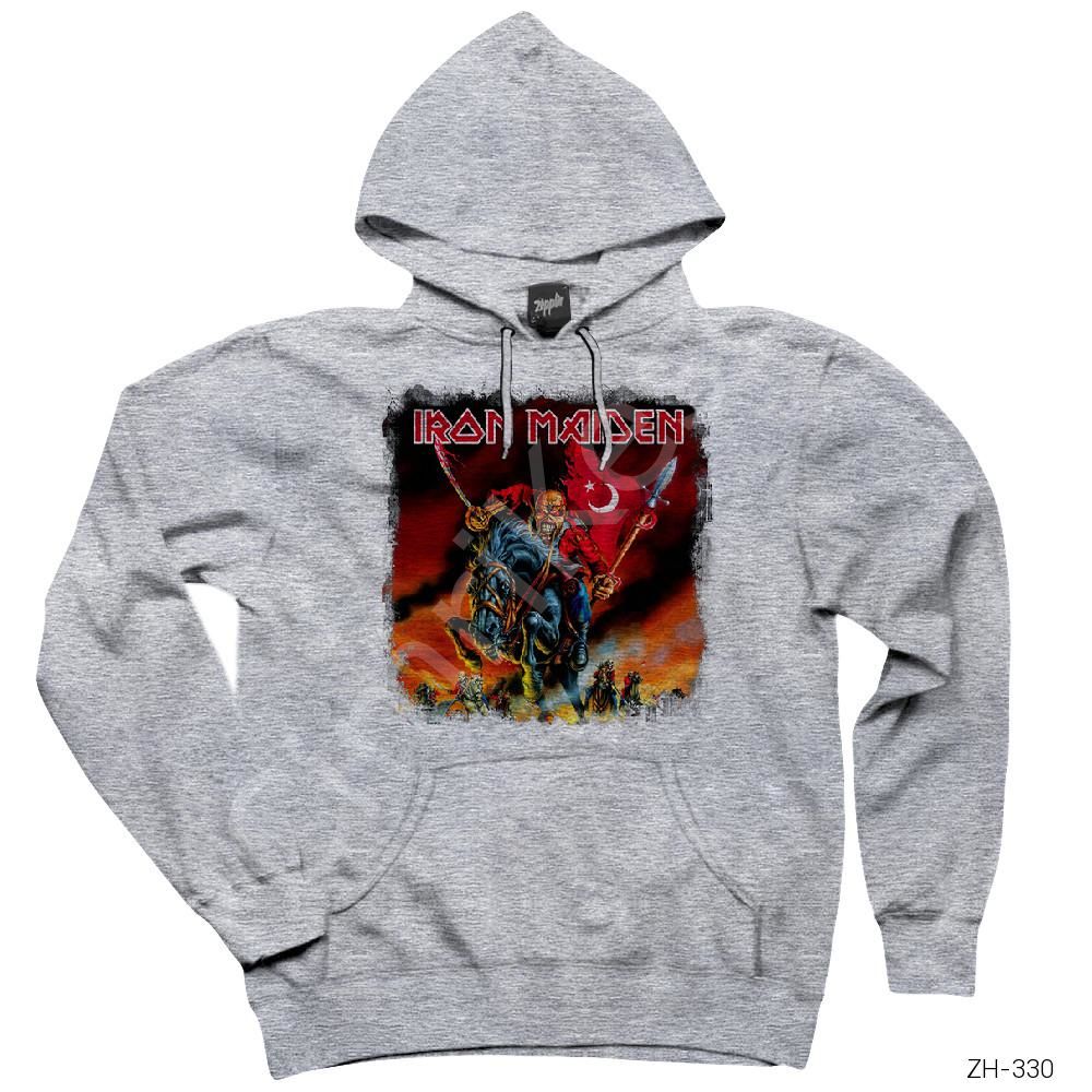 Iron Maiden Turk Gri Kapşonlu Sweatshirt Hoodie