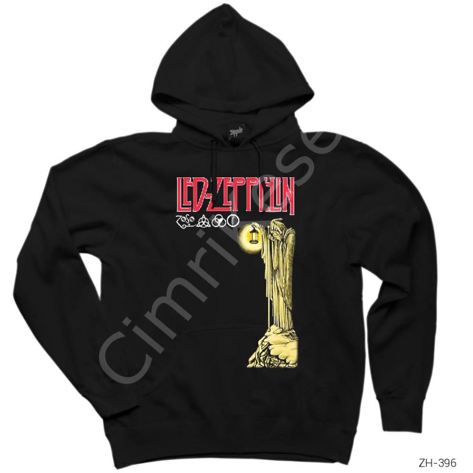 Led Zeppelin Siyah Kapşonlu Sweatshirt Hoodie