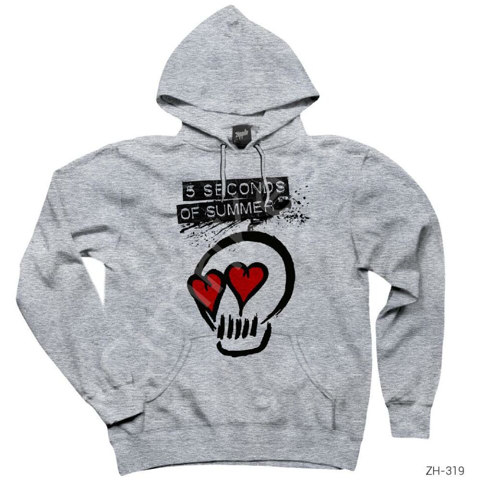 5 Seconds of Summer SOS Gri Kapşonlu Sweatshirt Hoodie