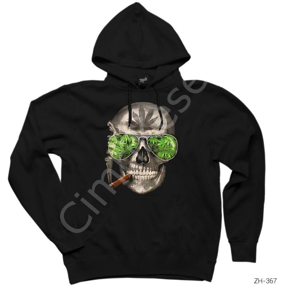 Kuru Kafa Marijuana Siyah Kapşonlu Sweatshirt Hoodie