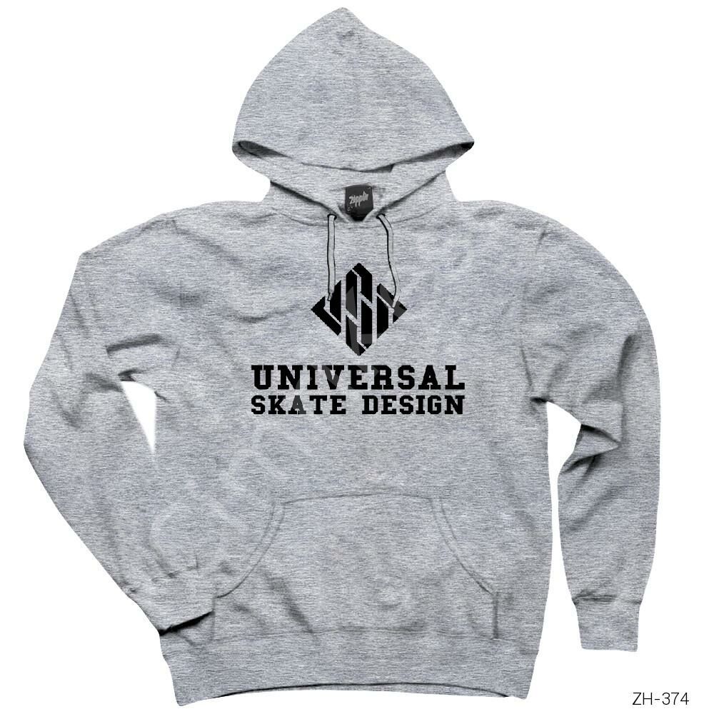 USD Skate Logo Gri Kapşonlu Sweatshirt Hoodie