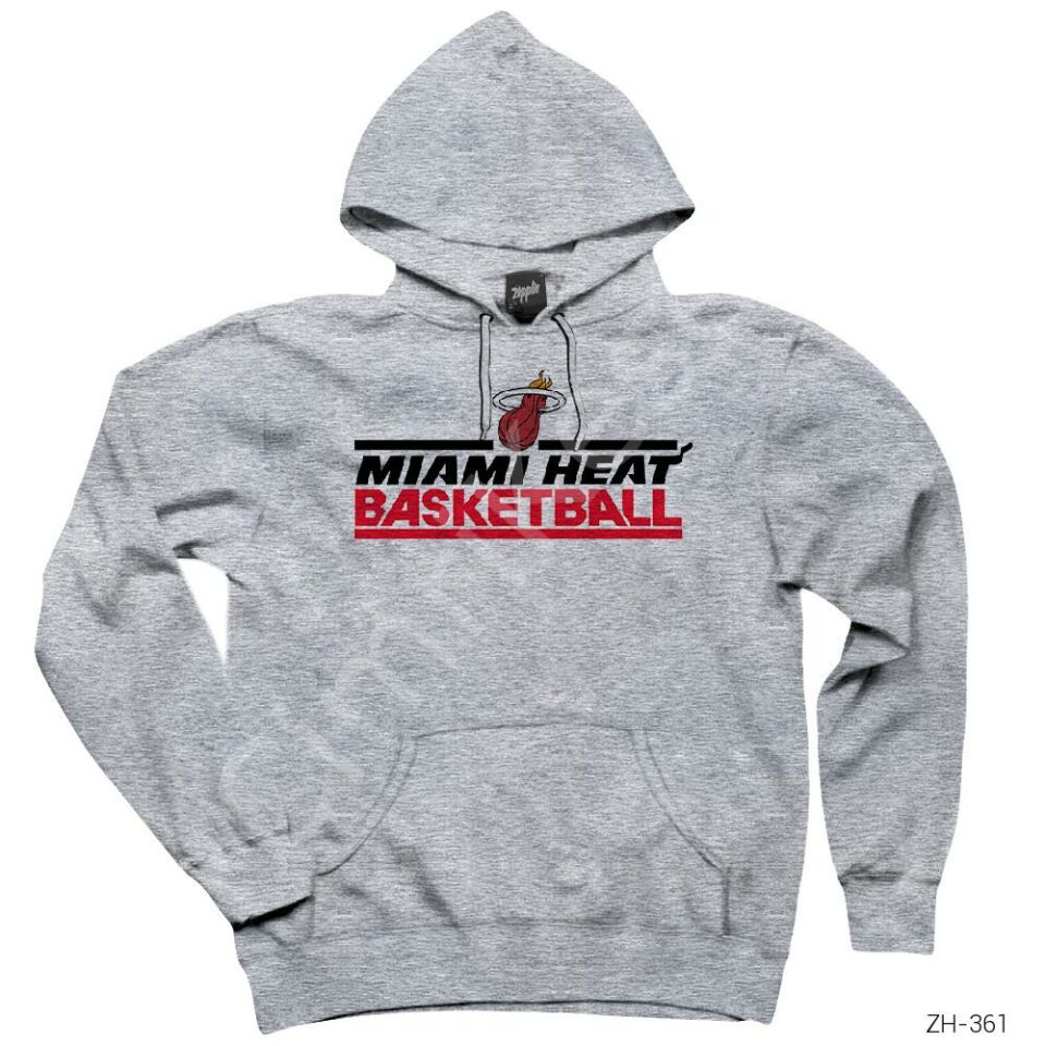 Miami Heat Gri Kapşonlu Sweatshirt Hoodie