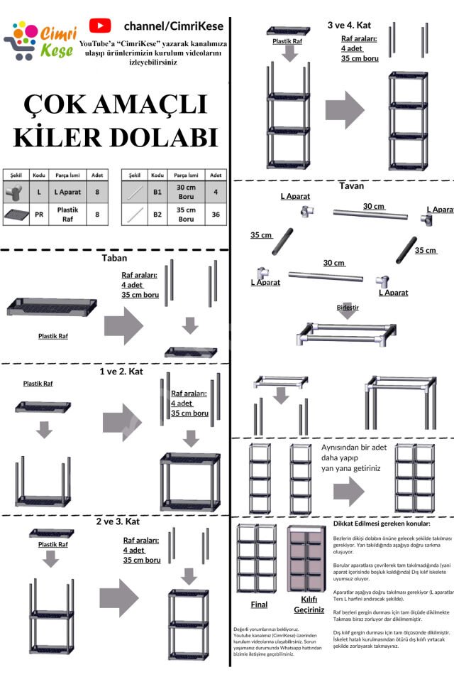 8 Plastik Raflı Gıda Erzak Kiler Dolabı Çok Amaçlı Dolap Siyah