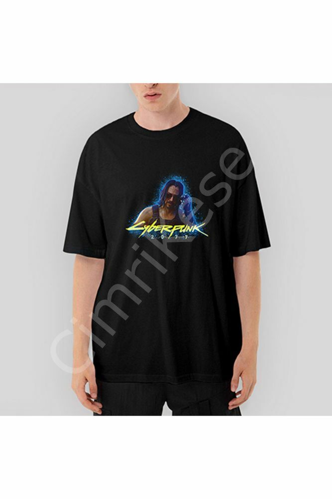 Cyberpunk 2077 Keanu Reeves Oversize Siyah Tişört XL