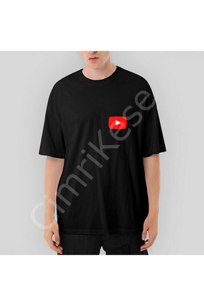 Youtube Oversize Siyah Tişört XL