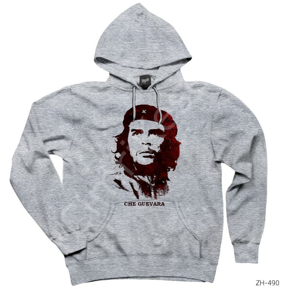 Che Guevara Red Gri Kapşonlu Sweatshirt Hoodie