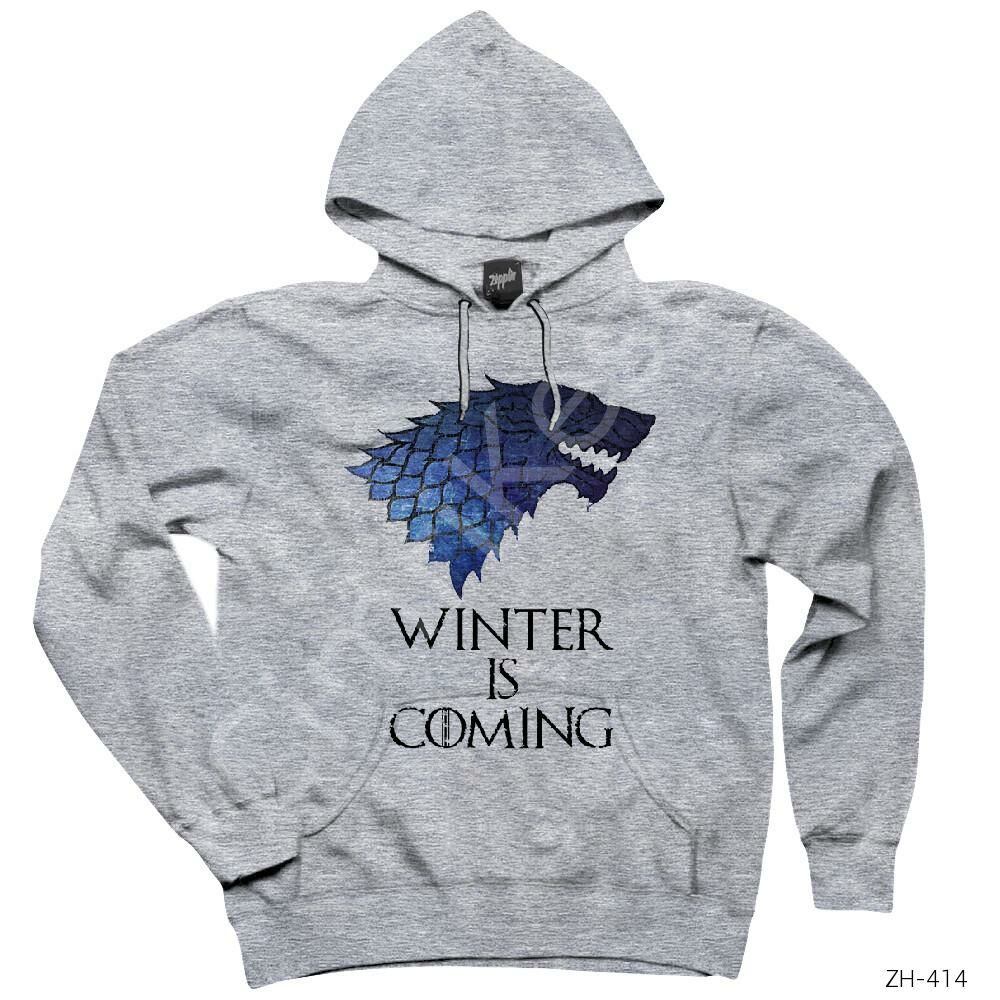 Game Of Thrones Winter is Coming Holo Gri Kapşonlu Sweatshirt Hoodie