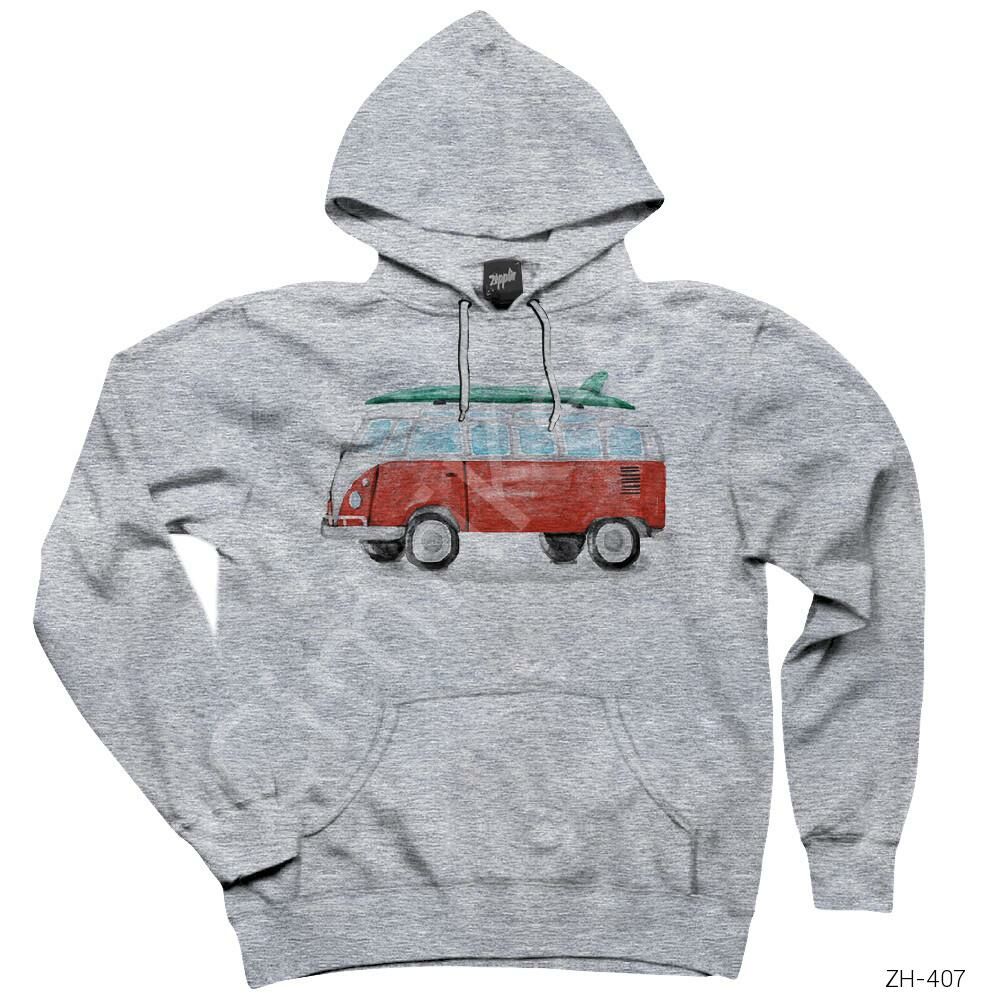 Wolksvagen Minibus Paint Gri Kapşonlu Sweatshirt Hoodie