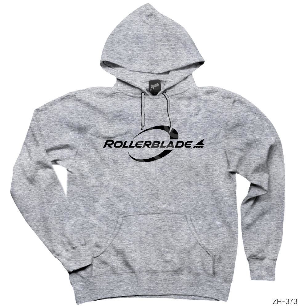 Rollerblade Logo Gri Kapşonlu Sweatshirt Hoodie