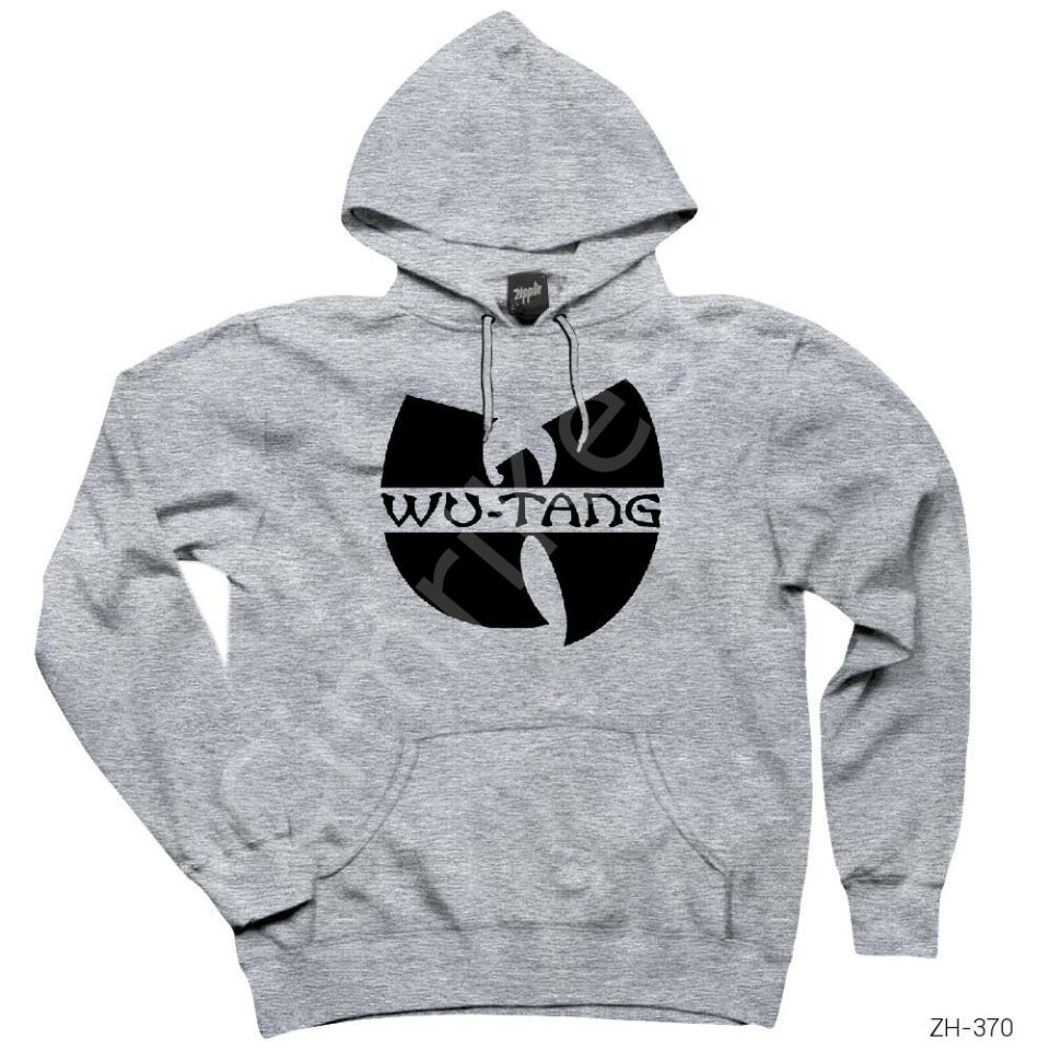 Wu Tang Logo Gri Kapşonlu Sweatshirt Hoodie