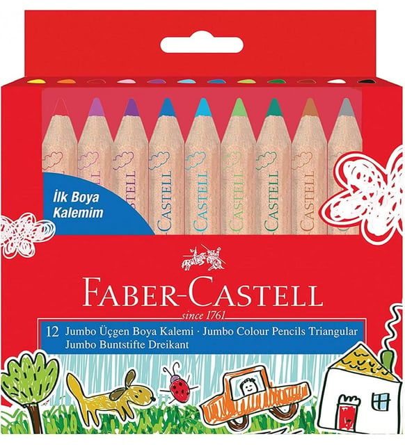 Faber Castell İlk  Boya Kalemim, Jumbo Yarım Boy 12 Renk