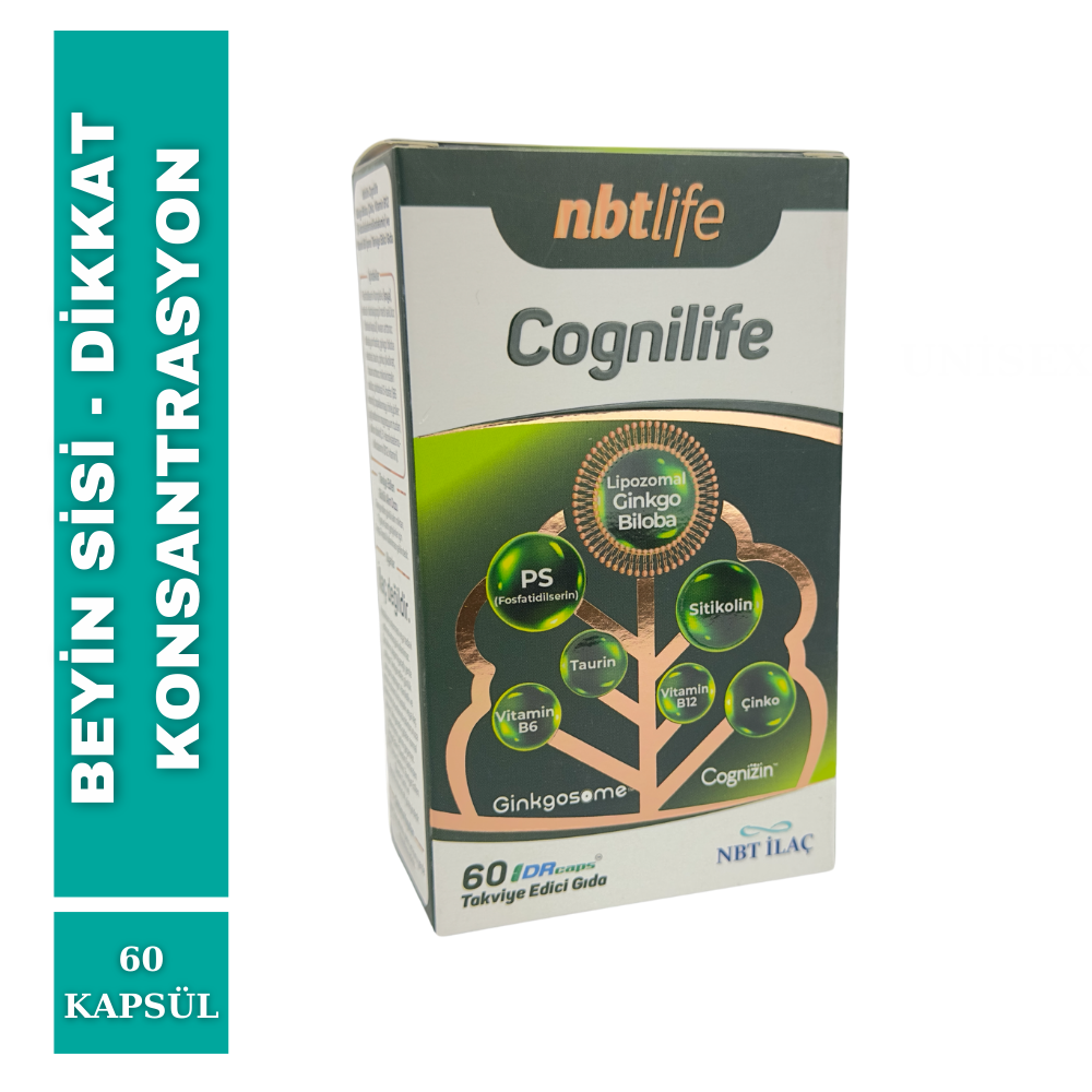 NBT Life Cognilife Ginkgo Biloba, Çinko, Vitamin B12, ve Vitamin B6 İçeren Takviye Edici Gıda