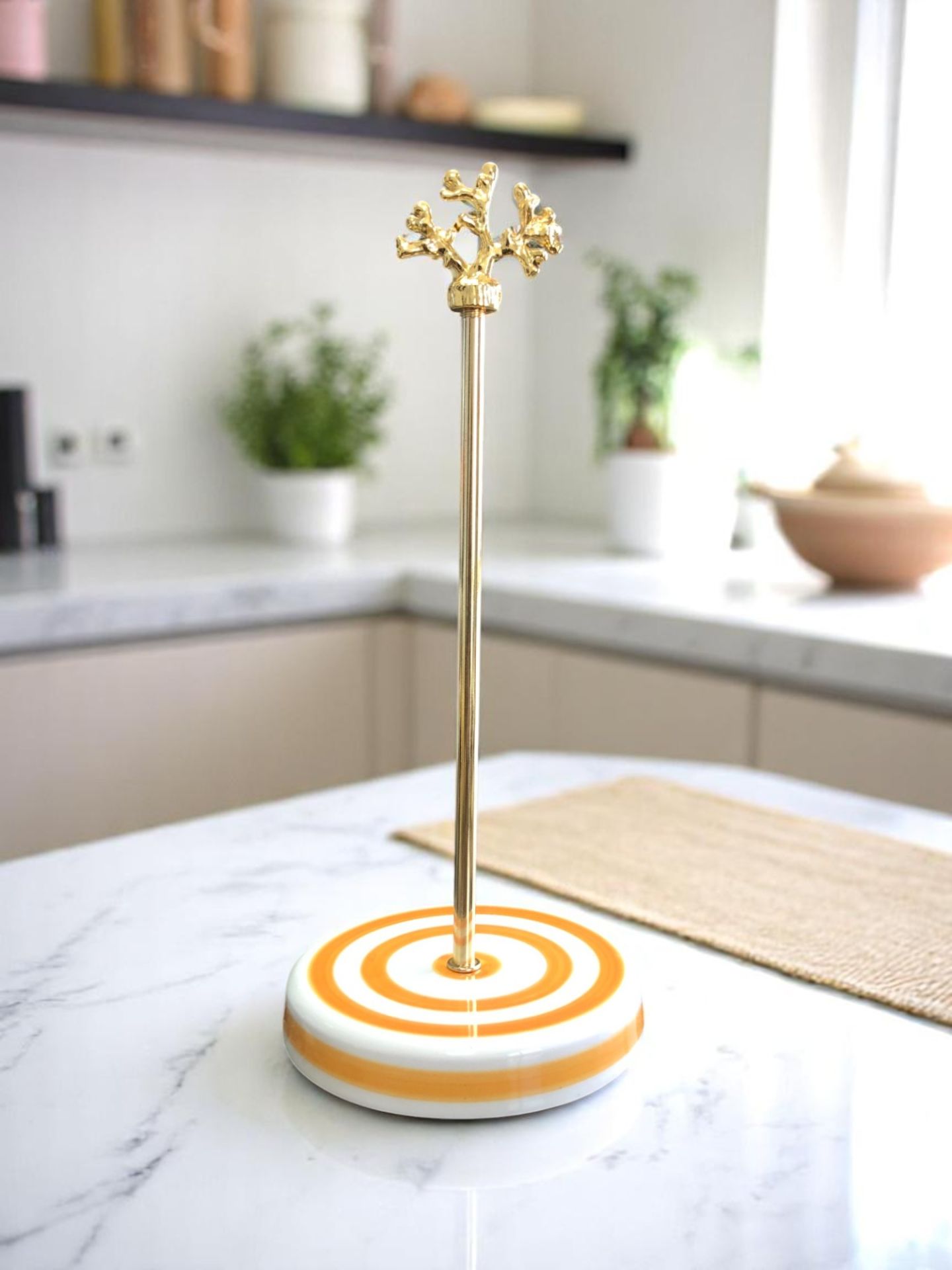 Kağıt Havluluk Rulo Peçetelik Mutfak Aksesuarı Seramik Soft Sarı Zebra Gold Mercan