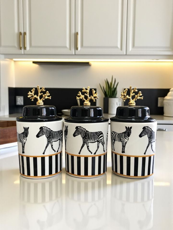 Mutfak Seti 101 Zebra At Desenli Gold