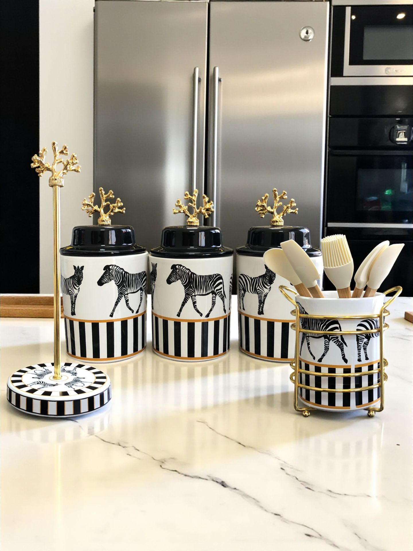 Mutfak Seti 102 Zebra At Desenli Gold