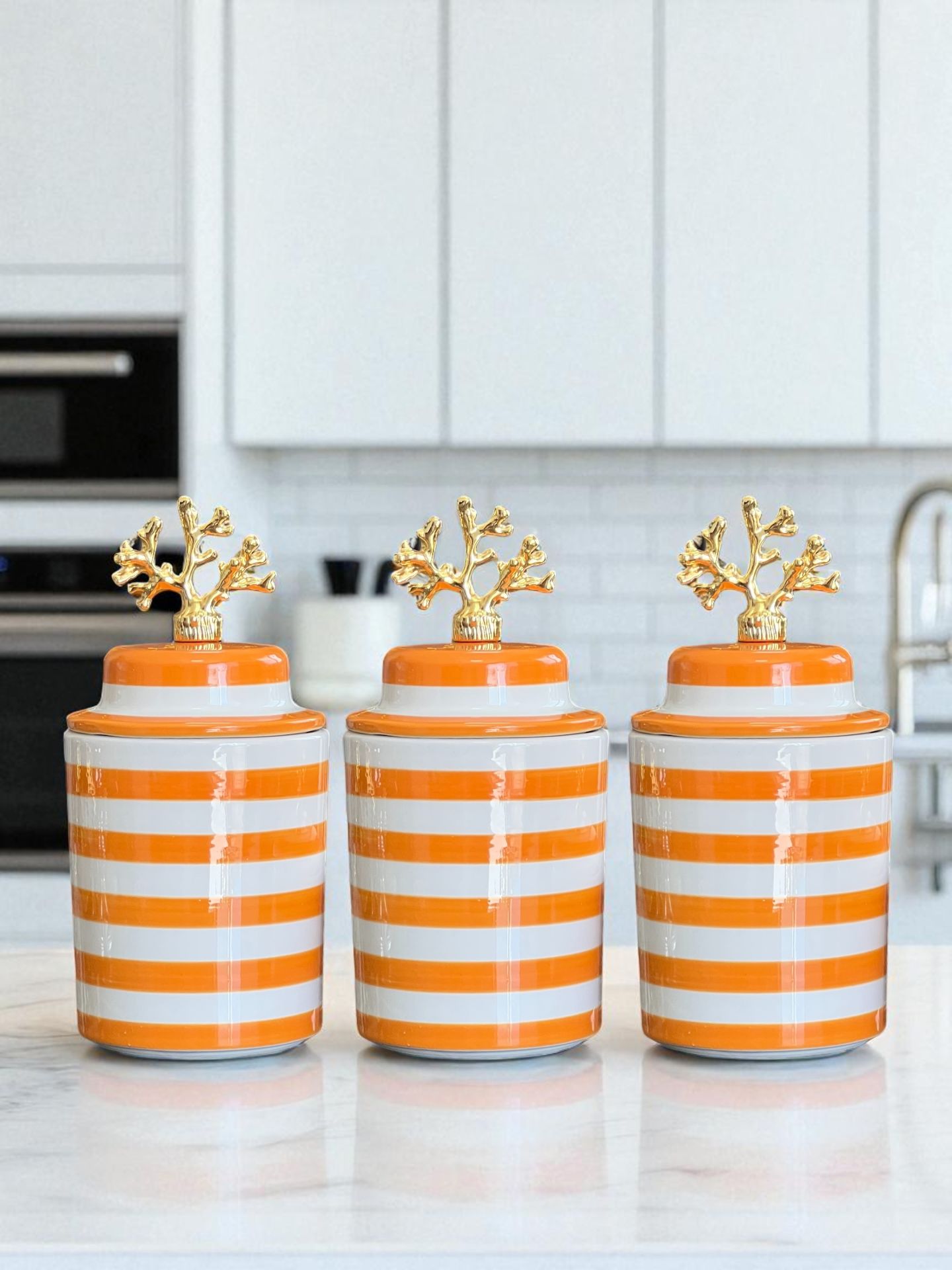 Baharatlık 3 lü Seramik Kapaklı Silindir Kahve Köşesi Seti Soft Sarı Zebra Gold