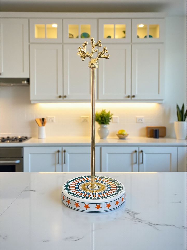 Kağıt Havluluk Rulo Peçetelik Mutfak Aksesuarı Seramik Herm At Desen Gold