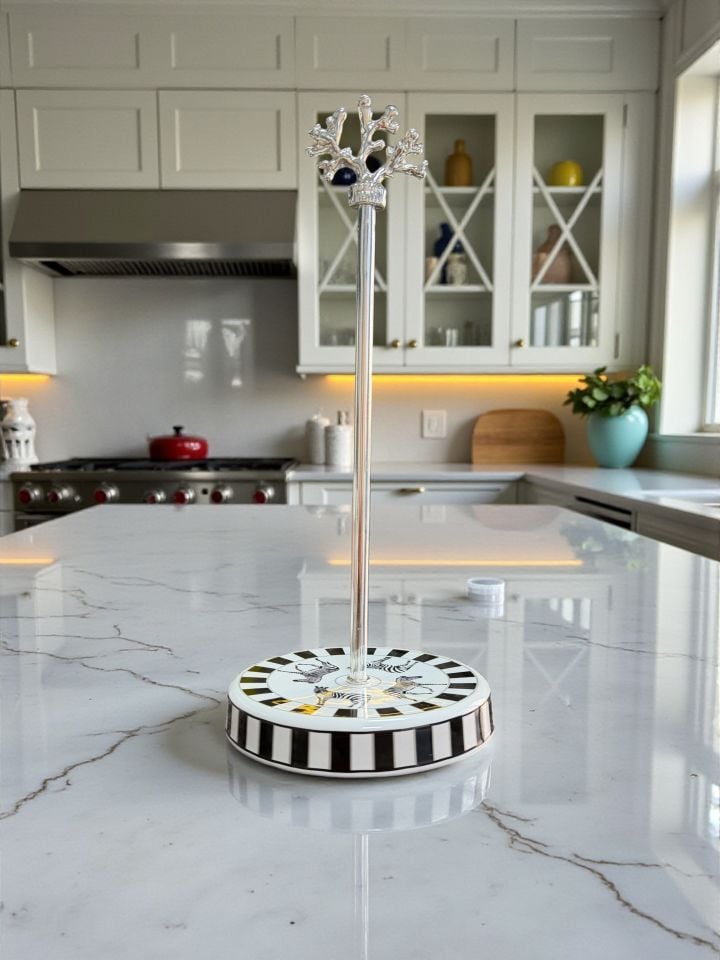 Mutfak Çeyiz Seti 104 Kahvaltılık Baharatlık Kaşıklık Havluluk Zebra At Desen GÜMÜŞ