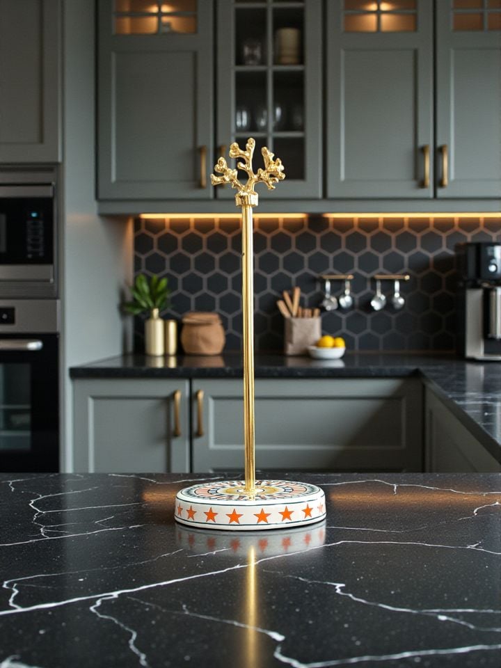 Mutfak Seti 103 Baharatlık Kahvaltılık Kağıt Havluluk Kaşıklık Herm At Desen Gold