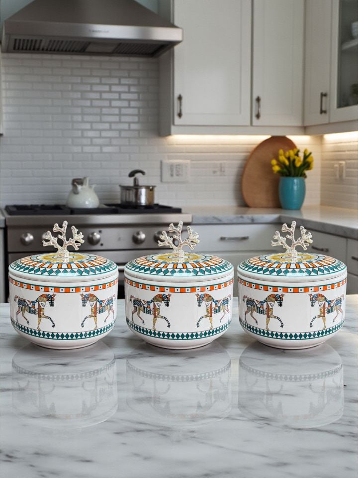 Mutfak Seti 103 Baharatlık Kahvaltılık Kağıt Havluluk Kaşıklık Herm At Desen Gümüş