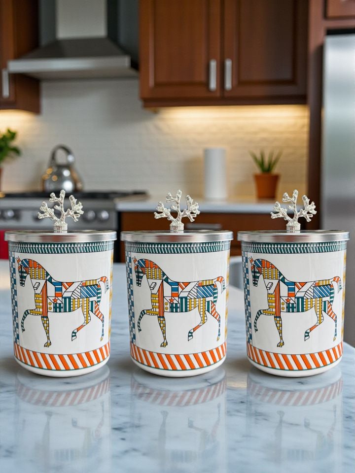 Mutfak Seti 103 Baharatlık Kahvaltılık Kağıt Havluluk Kaşıklık Herm At Desen Gümüş