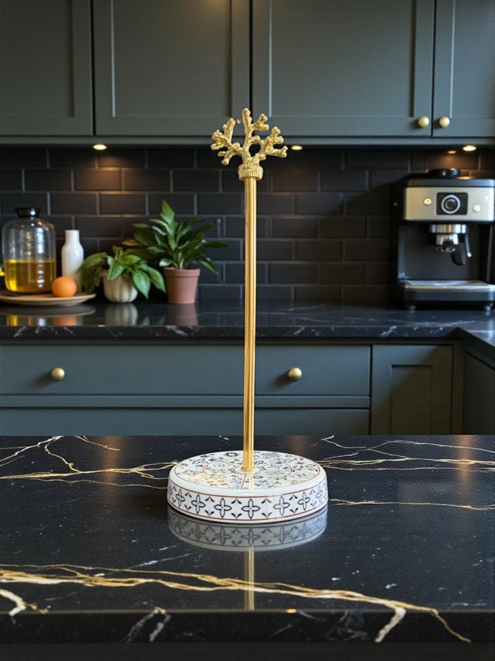 Mutfak Seti 103 Baharatlık Kahvaltılık Kağıt Havluluk Kaşıklık Ceramic Desen Gold