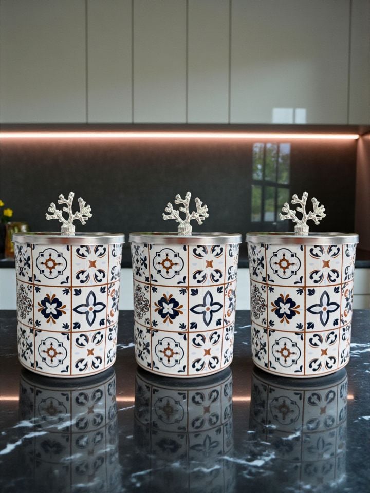 Mutfak Seti 103 Baharatlık Kahvaltılık Kağıt Havluluk Kaşıklık Ceramic Desen Gümüş