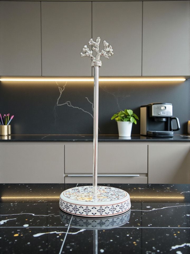 Mutfak Seti 103 Baharatlık Kahvaltılık Kağıt Havluluk Kaşıklık Ceramic Desen Gümüş