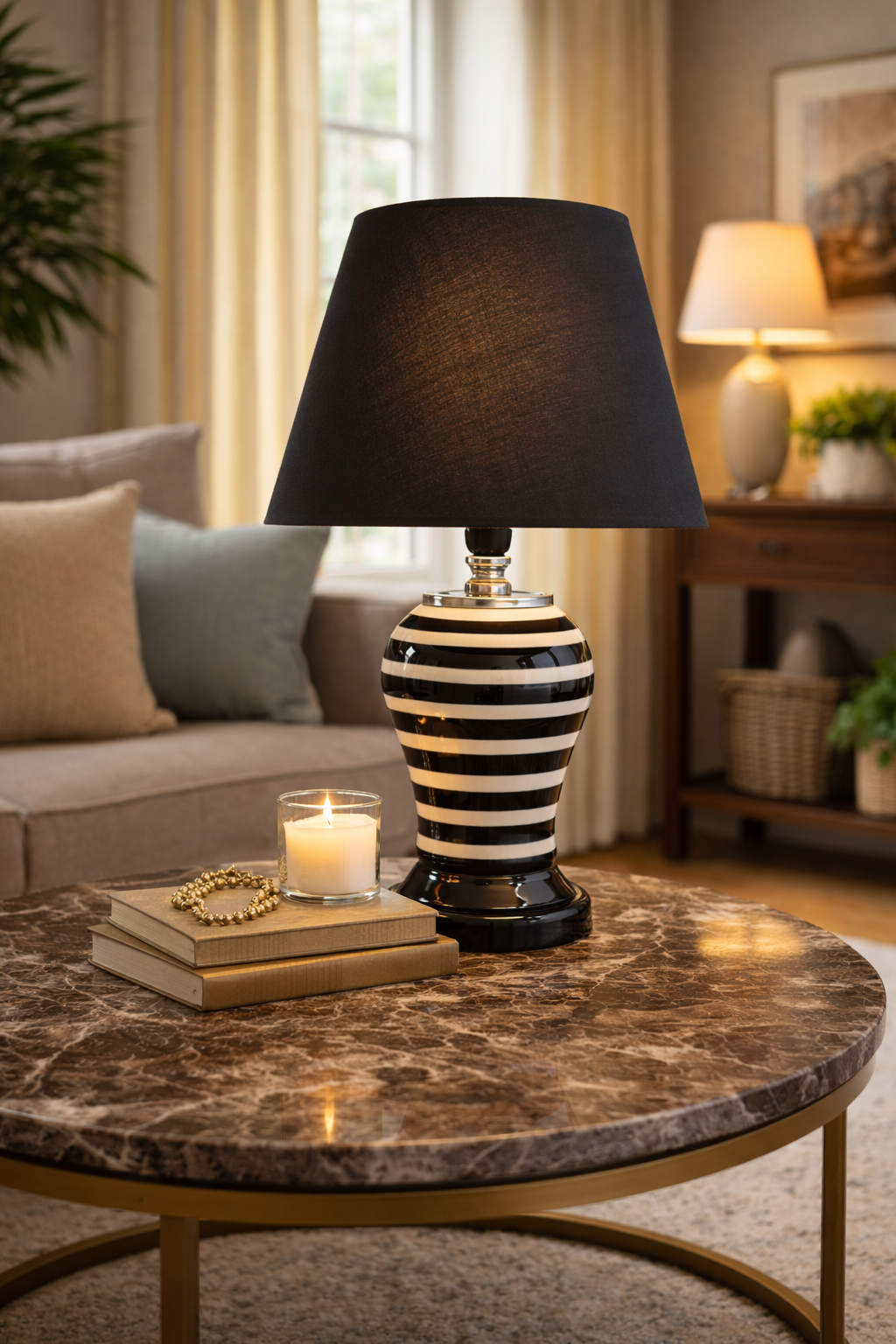Abajur Aydınlatma Şah Siyah Klasik Zebra Siyah Şapka GÜMÜŞ