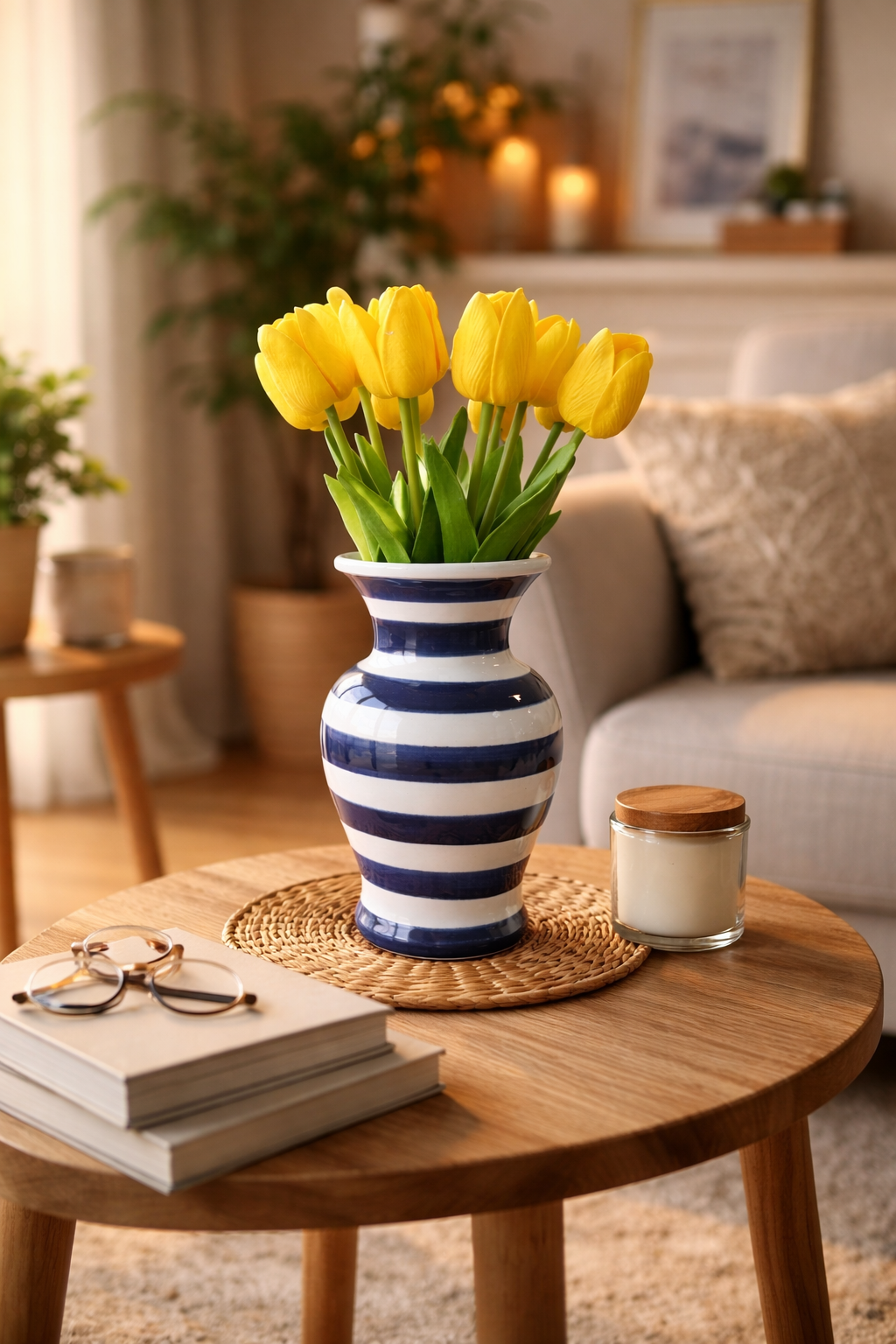 Dekoratif Obje FERİ Vazo Lacivert Zebra Desen