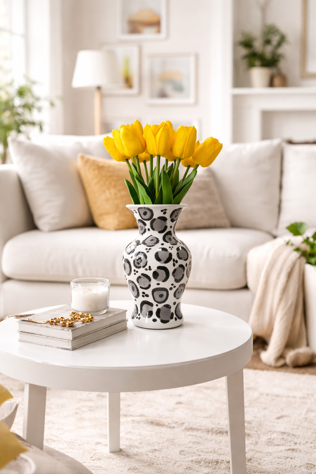 Dekoratif Obje FERİ Vazo Gri Leopar Desen