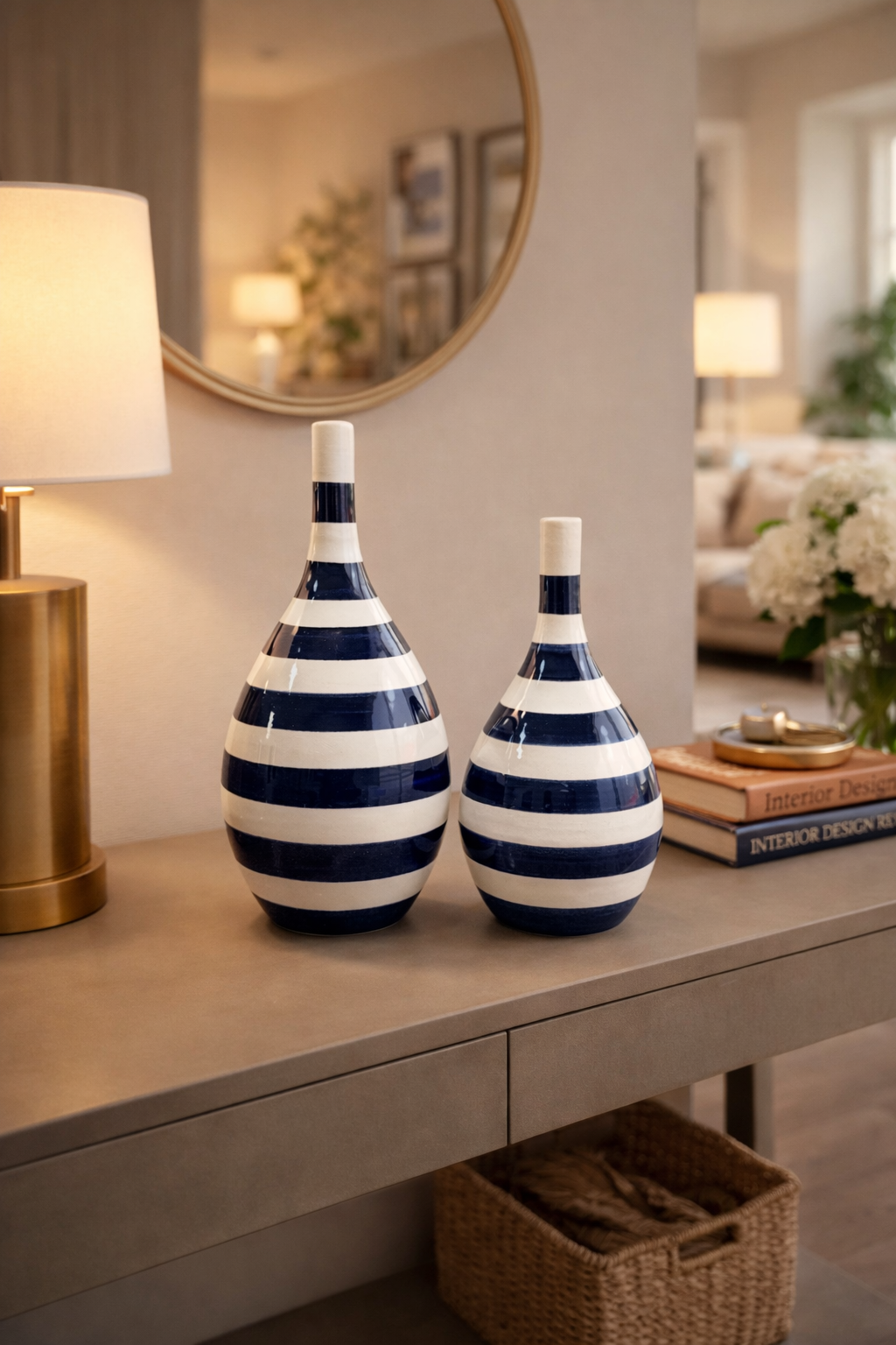 Dekoratif Obje Damla Şişe Lacivert Klasik Zebra