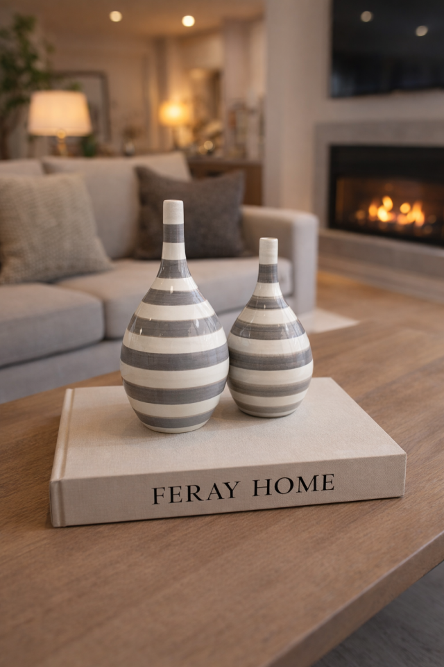 Dekoratif Obje Damla Şişe Gri Klasik Zebra