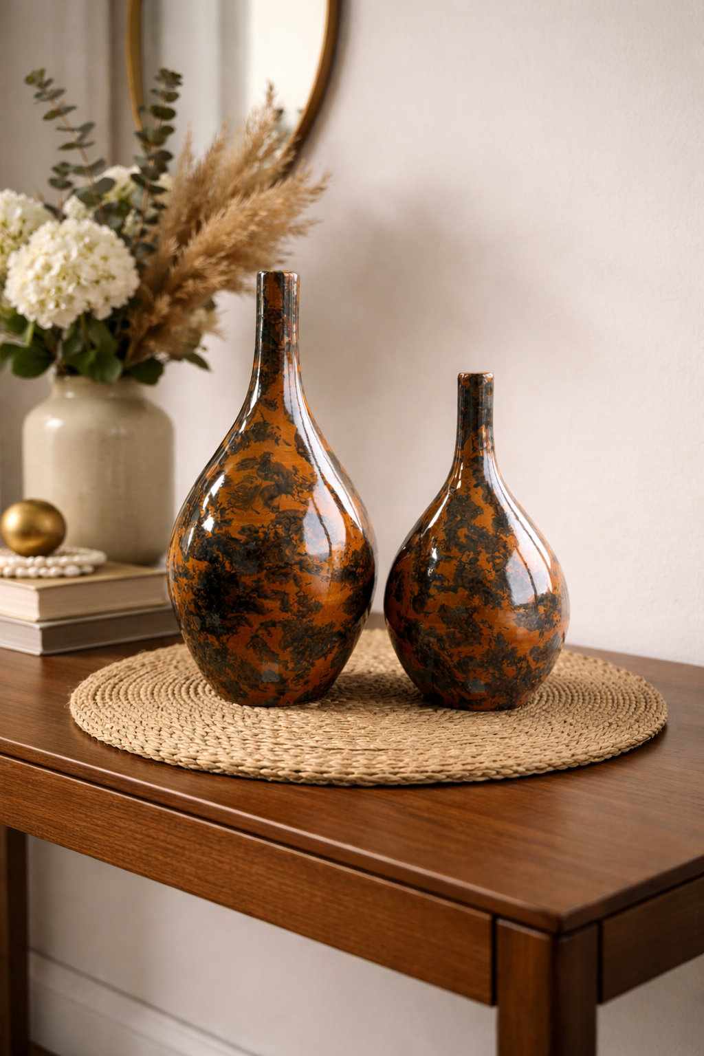 Dekoratif Obje Damla Şişe Kahverengi Ebruli