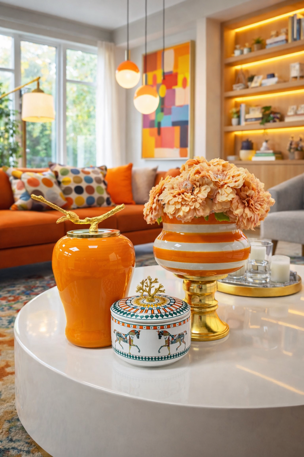 Dekoratif Obje Salon Seti  HERM Desen Kutu Soft Sarı Zebra Ayaklı Saksı Soft Sarı Şah Gold