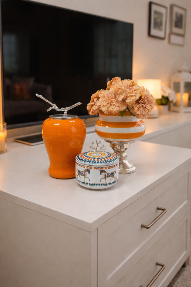 Dekoratif Obje Salon Seti  HERM Desen Kutu Soft Sarı Zebra Ayaklı Saksı Soft Sarı Şah GÜMÜŞ