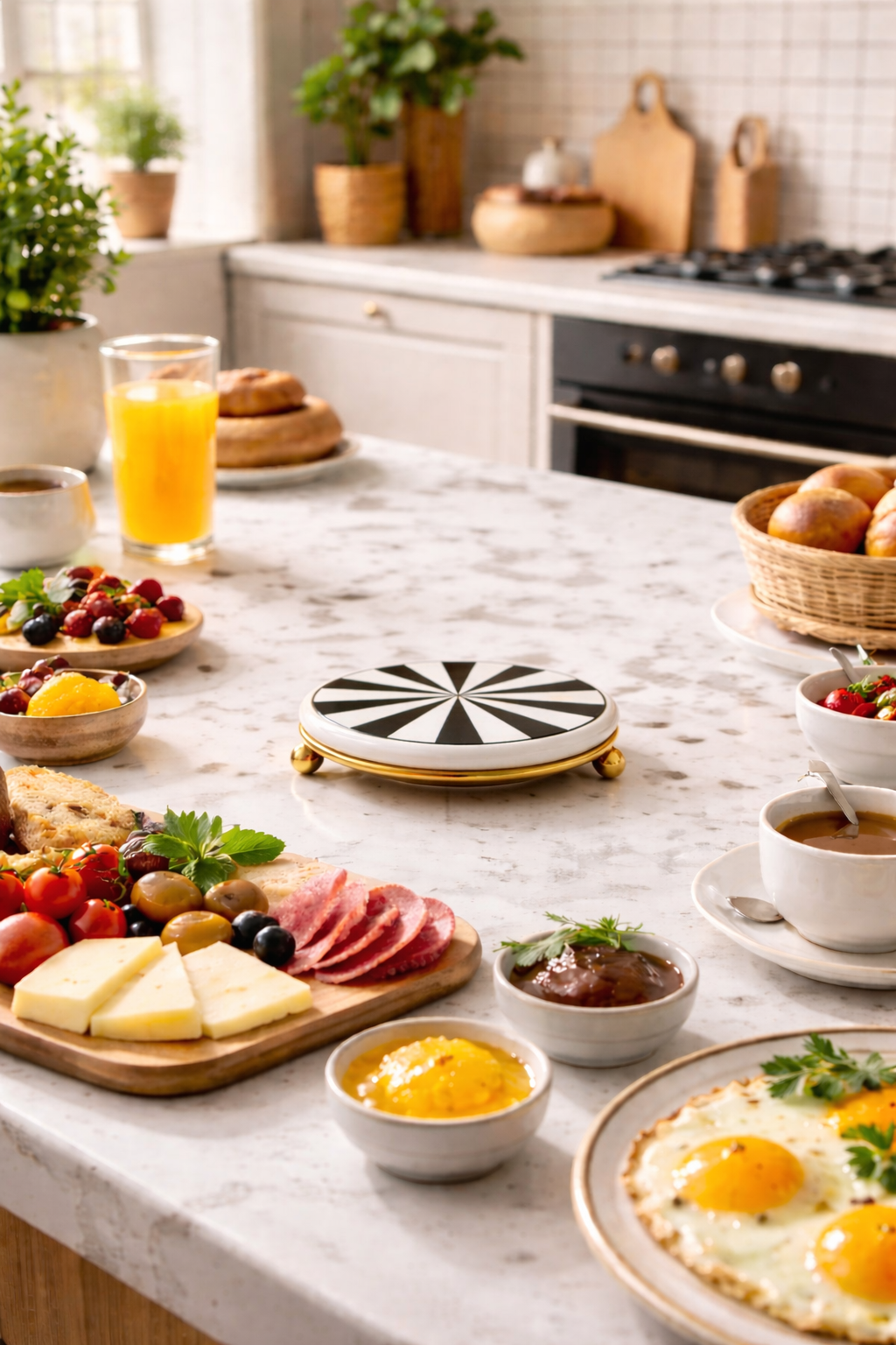 Nihale Çaydanlık Tava Altlığı Siyah Dik Çizgili Gold