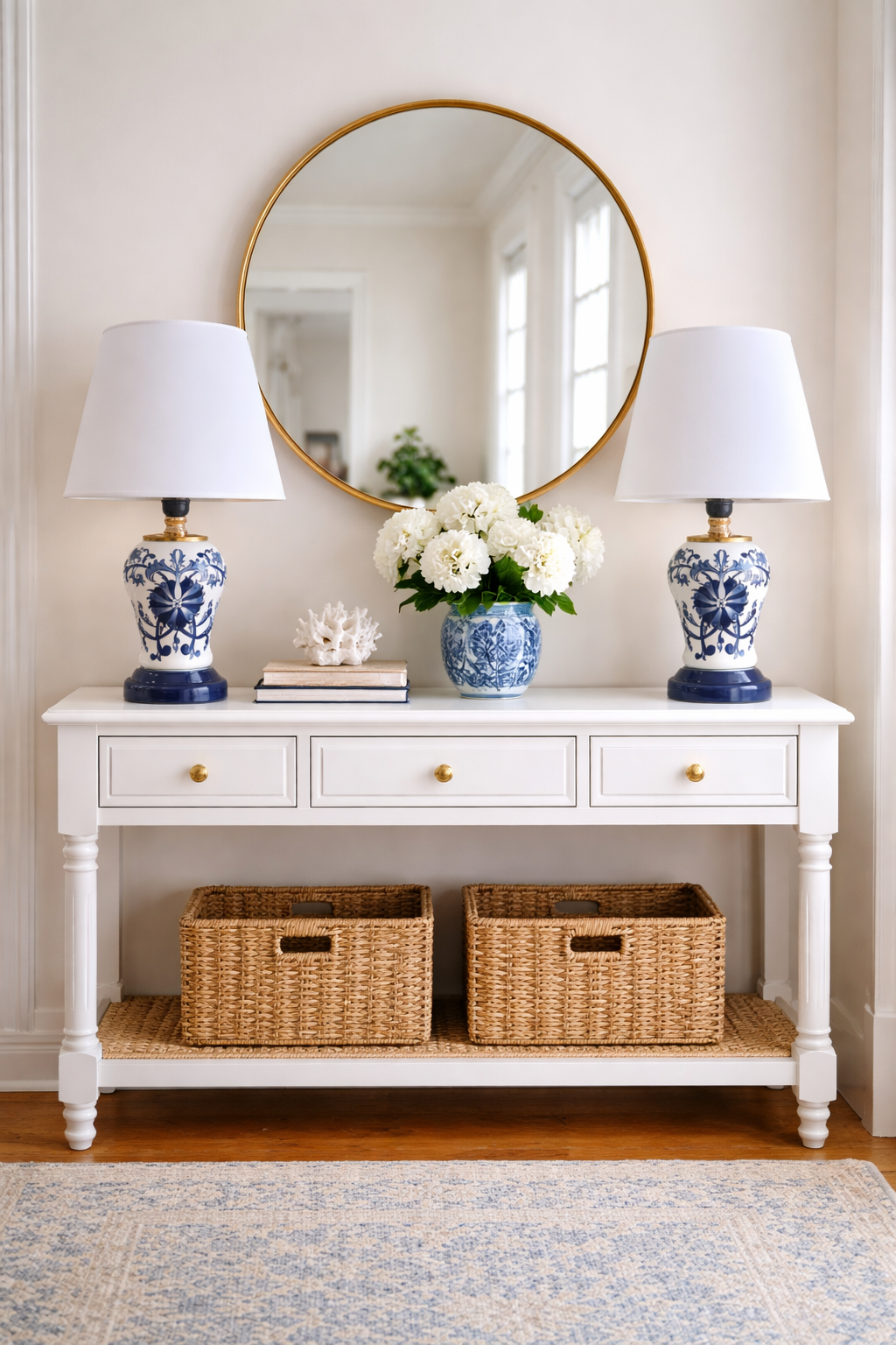 Abajur Aydınlatma Aplik 2 li Şah Mavi Çiçekli Gold