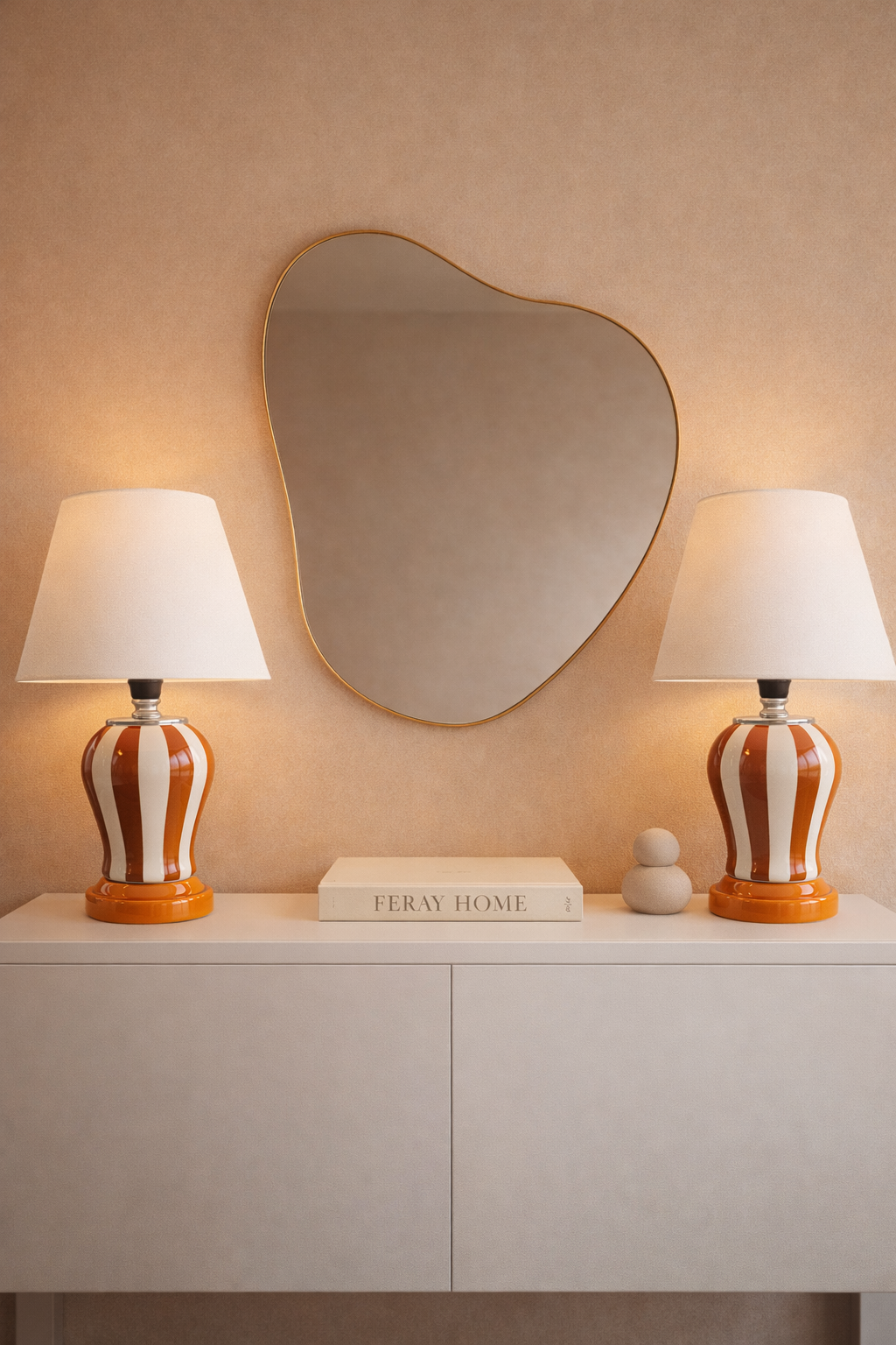 Abajur Aydınlatma 2 li Şah Kahverengi Dik Çizgi GÜMÜŞ