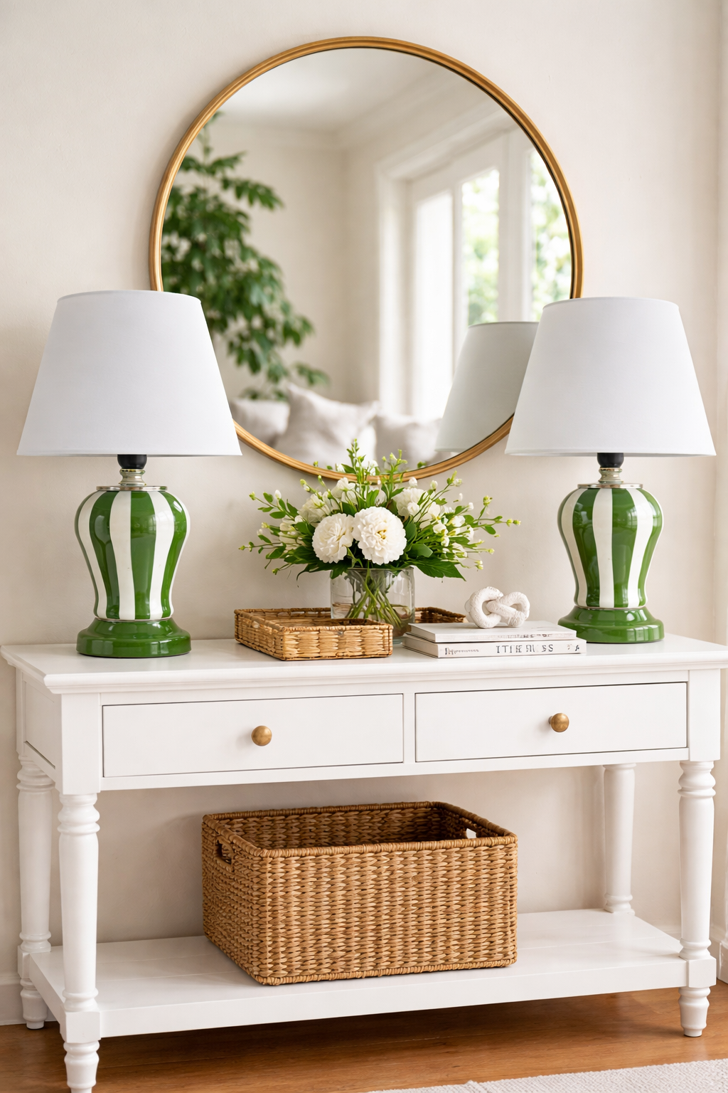 Abajur Aydınlatma 2 li Şah Yeşil Dik Çizgi GÜMÜŞ